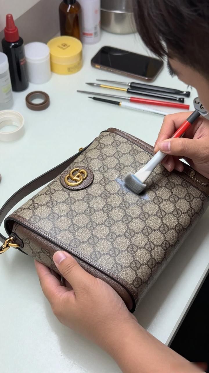 GUCCI古驰包包改色翻新维修_古驰皮具损伤处理方法_GUCCI古驰包包修复流程